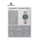 NAVIFORCE NF9200S S/GN STAINLESS STEEL WATERPROOF POLYGON VOGUE – GREEN MEN'S WATCH