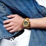 Naviforce Digital Brown Leather Strap Men Watch NF9208 G/G/L.BN