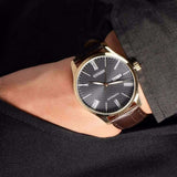 CITIZEN NH8353-00H BLACK DIAL BROWN LEATHER STRAP MEN'S WATCH