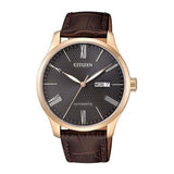 CITIZEN NH8353-00H BLACK DIAL BROWN LEATHER STRAP MEN'S WATCH