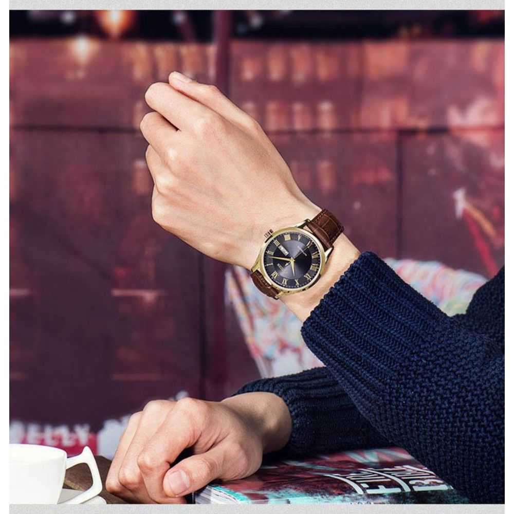 CITIZEN NH8363-14HB AUTOMATIC ROSE GOLD STAINLESS STEEL BROWN LEATHER STRAP MEN'S WATCH - H2 Hub Watches
