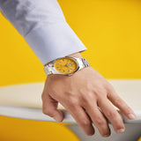 Citizen Automatic Yellow Dial Silver Stainless Steel Men Watch NH8391-51Z