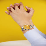 Citizen Automatic Yellow Dial Silver Stainless Steel Men Watch NH8391-51Z