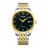 Citizen Automatic Black Dial Two-Tone Stainless Steel Strap Men Watch NJ0114-84E