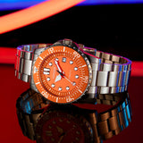 CITIZEN MECHANICAL NJ0128-80X ORANGE DIAL SATAINLESS STEEL MEN WATCH