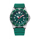 CITIZEN MECHANICAL NJ0129-10X GREEN POLYURETHANE STRAP MEN WATCH