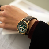 Citizen Mechanical Automatic Green Dial With Brown Leather Men Watch NJ0173-18X
