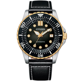 Citizen Mechanical Automatic Black Dial And Leather Strap Men Watch NJ0176-10E