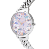 OLIVIA BURTON GROOVY BLOOMS SILVER BRACELET WOMEN'S WATCH OB16AN05