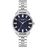Olivia Burton Art Deco Navy Blue Dial Silver Stainless Steel Strap Women Watch OB16DC01