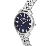 Olivia Burton Art Deco Navy Blue Dial Silver Stainless Steel Strap Women Watch OB16DC01