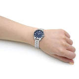 Olivia Burton Art Deco Navy Blue Dial Silver Stainless Steel Strap Women Watch OB16DC01