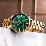 Olivia Burton Art Deco Green Dial Gold Stainless Steel Strap Women Watch OB16DC02