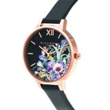 OLIVIA BURTON OB16EG155 ENCHANTED VEGAN BLACK LEATHER WOMEN'S WATCH