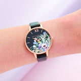 OLIVIA BURTON OB16EG155 ENCHANTED VEGAN BLACK LEATHER WOMEN'S WATCH
