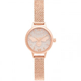 OLIVIA BURTON LUCKY BEE MINI DIAL ROSE GOLD BOUCLE MESH WATCH OB16FB15