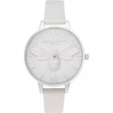 OLIVIA BURTON PEARL BEE OB16FB20 SILVER LEATHER WOMEN WATCH