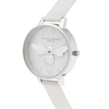 OLIVIA BURTON PEARL BEE OB16FB20 SILVER LEATHER WOMEN WATCH
