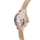 OLIVIA BURTON SECRET GARDEN MINI DIAL PARMA ROSE GOLD MESH WOMEN'S WATCH OB16FS105