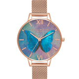 OLIVIA BURTON OB16MB35 DEMI DIAL MOTHER OF PEARL BUTTERFLY ROSE GOLD MESH WOMEN'S WATCH