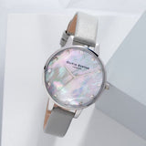 OLIVIA BURTON OB16SE16 GREY MOTHER OF PEARL DEMI DIAL & SILVER WOMEN'S WATCH