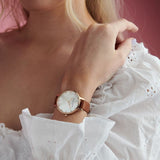 OLIVIA BURTON OB16SE18 CLASSIC WHITE MOTHER OF PEARL & STONE WOMEN'S WATCH