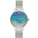 OLIVIA BURTON OB16US63 WISHING WAVES MIDI DIAL BLUE & SILVER MESH WATCH