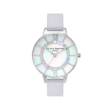 OLIVIA BURTON WONDERLAND WHITE MOTHER OF PEARL & STONE WOMEN'S WATCH OB16WD102