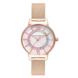 OLIVIA BURTON WONDERLAND WHITE MOTHER OF PEARL & STONE OB16WD95 WOMEN'S WATCH