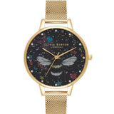 OLIVIA BURTON OB16WG85 BEE DEMI NIGHT GARDEN GOLD TONE MESH STRAP WOMEN'S WATCH