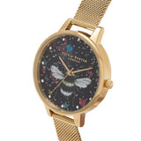 OLIVIA BURTON OB16WG85 BEE DEMI NIGHT GARDEN GOLD TONE MESH STRAP WOMEN'S WATCH