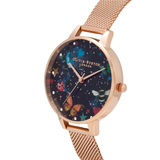 Olivia Burton Night Garden Dial With Rose Gold Mesh Bracelet Women Watch OB16WG90