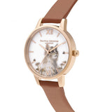 OLIVIA BURTON VEGAN HONEY TAN & ROSE GOLD ILLUSTRATED ANIMALS WATCH OB16WL87