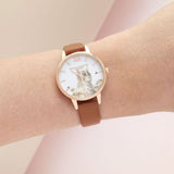 OLIVIA BURTON VEGAN HONEY TAN & ROSE GOLD ILLUSTRATED ANIMALS WATCH OB16WL87