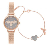 OLIVIA BURTON MINI DIAL GREY & BEE WOMEN'S WATCH OBGSET148