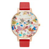 Olivia Burton  Pop Art Big Dial, Red Eco Vegan & Rose Gold Mesh Strap Women's Watch Gift Set OBGSET152