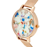 Olivia Burton  Pop Art Big Dial, Red Eco Vegan & Rose Gold Mesh Strap Women's Watch Gift Set OBGSET152