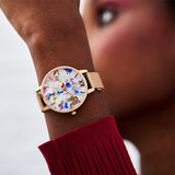 Olivia Burton  Pop Art Big Dial, Red Eco Vegan & Rose Gold Mesh Strap Women's Watch Gift Set OBGSET152