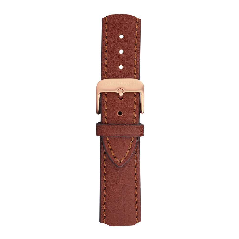 PAUL HEWITT PH-M1-R-1M ACCESSORY WATCH STRAP IP ROSE GOLD LEATHER BROWN - H2 Hub Watches