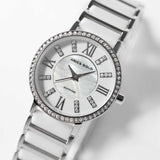 ARIES GOLD ENCHANT GLITTER SILVER STAINLESS STEEL PS 310L S-WHITE CERAMIC WOMEN'S WATCH - H2 Hub Watches