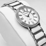 ARIES GOLD ENCHANT GLITTER SILVER STAINLESS STEEL PS 310L S-WHITE CERAMIC WOMEN'S WATCH - H2 Hub Watches