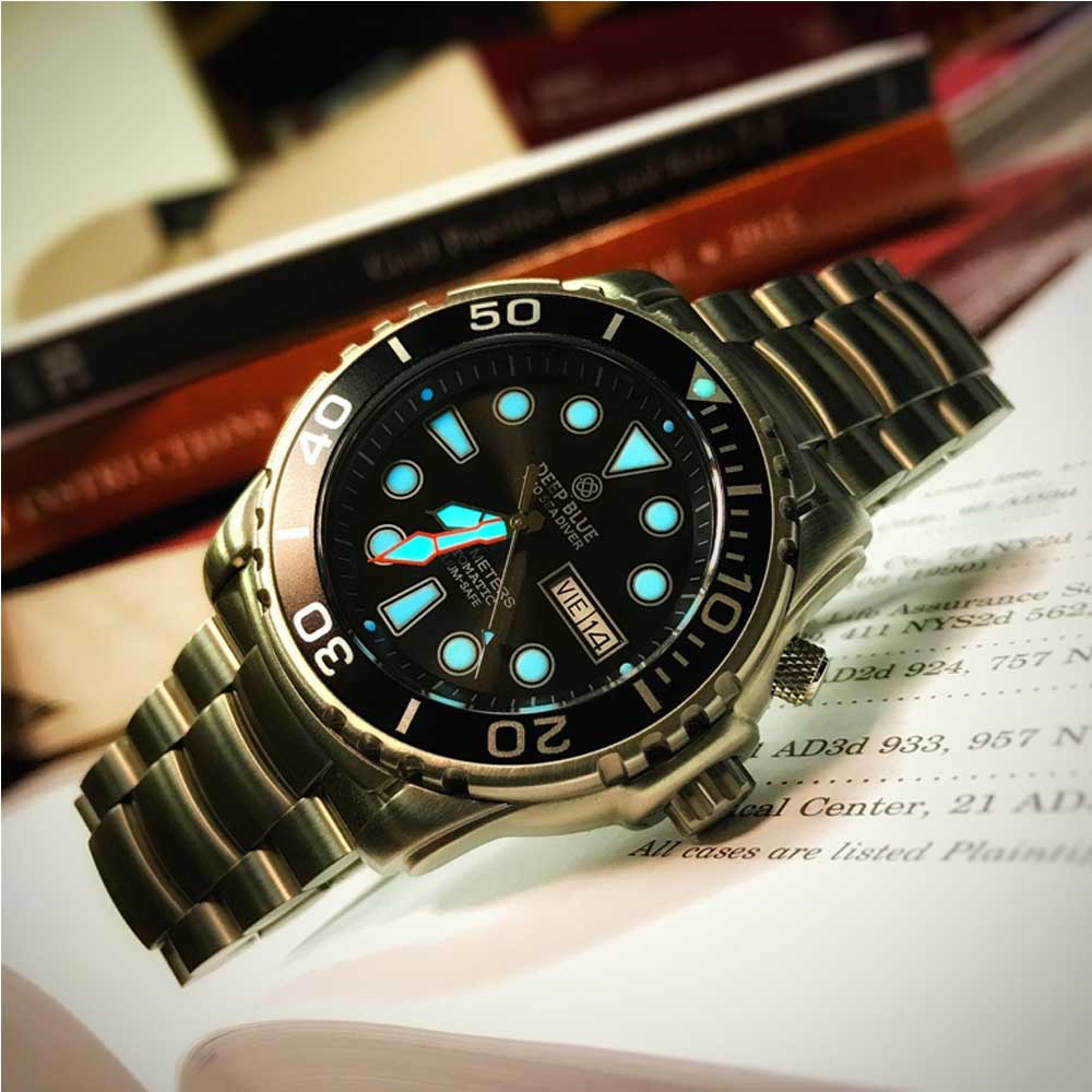 DEEP BLUE PRO SEA DIVER #PSD1KBLACK DIVER'S WATCH - H2 Hub Watches