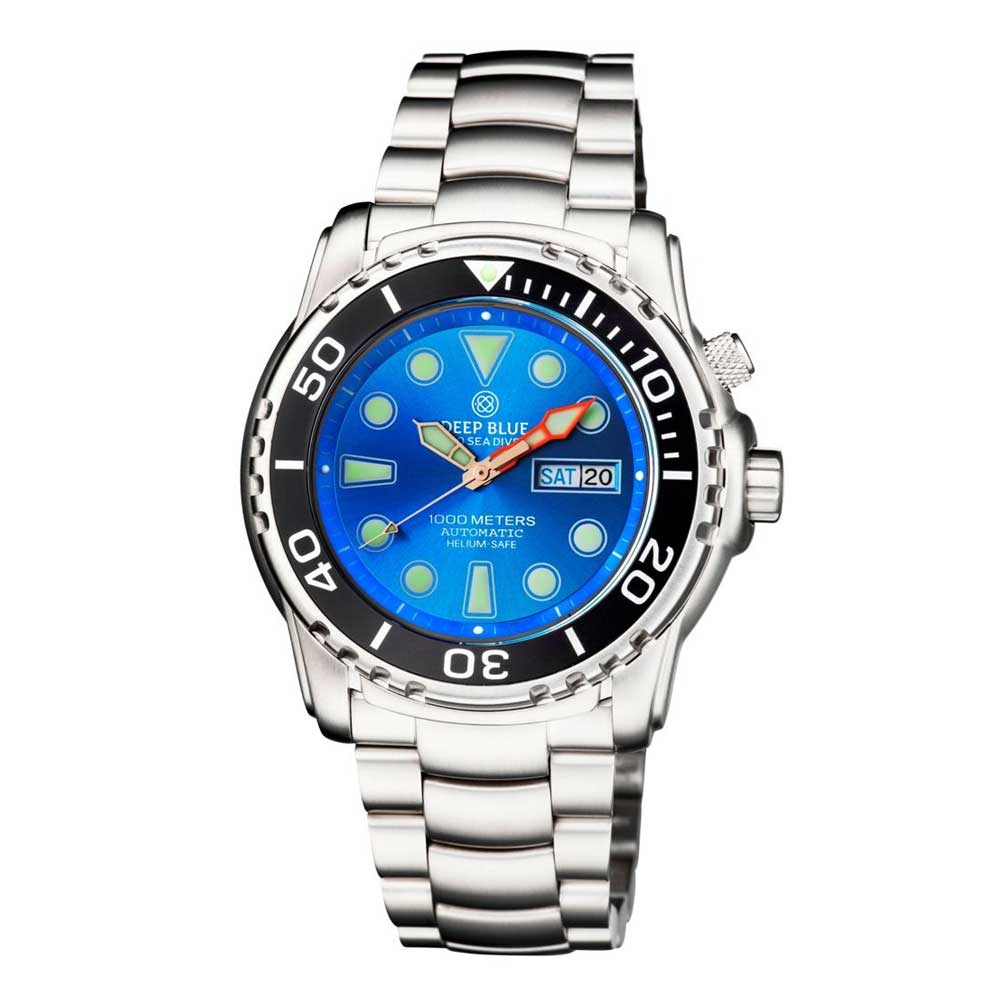 DEEP BLUE PRO SEA DIVER #PSD1KLIGHTBLUE DIVER'S WATCH - H2 Hub Watches