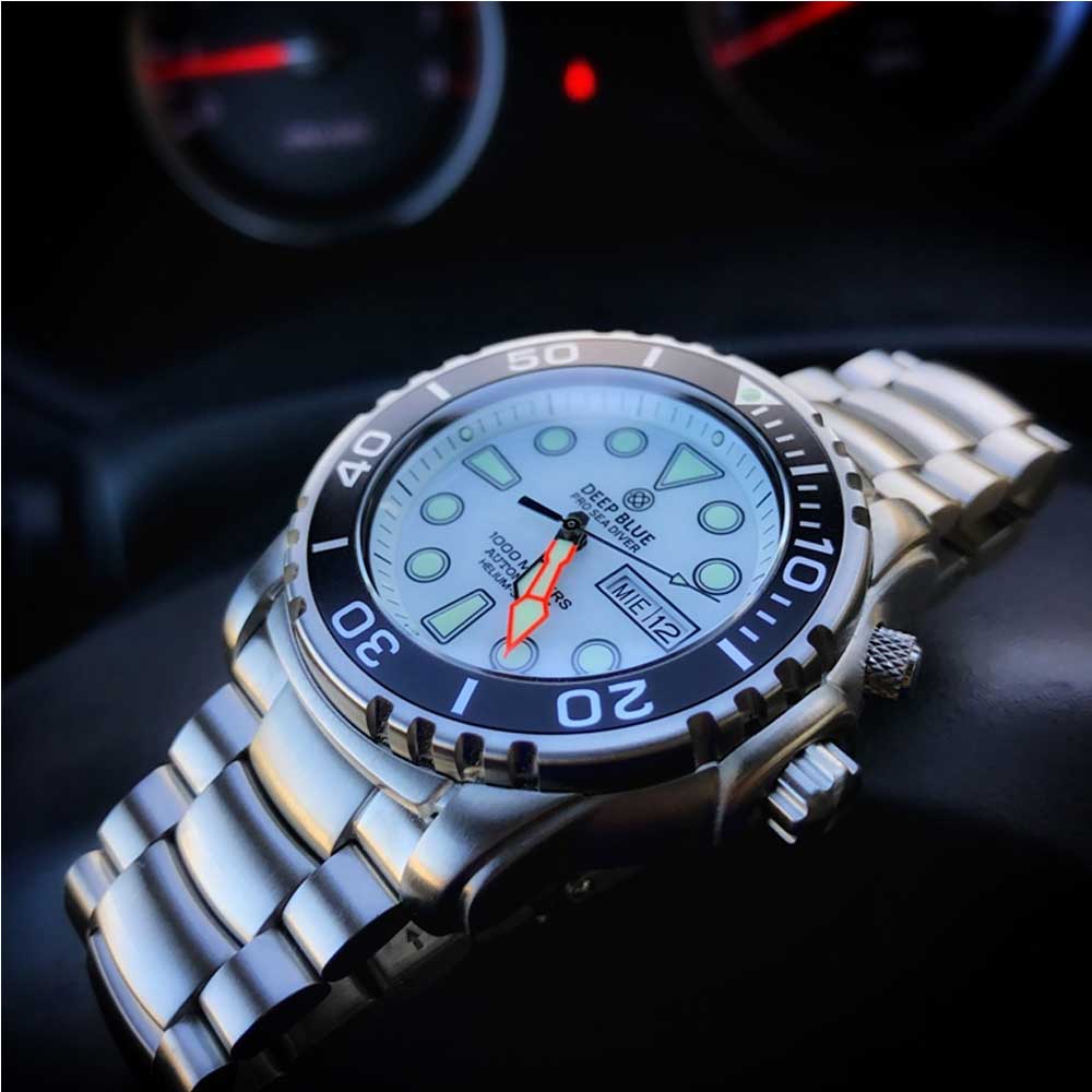 DEEP BLUE PRO SEA DIVER #PSD1KWHITE DIVER'S WATCH - H2 Hub Watches