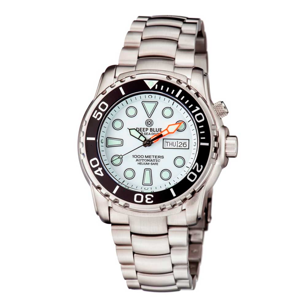 DEEP BLUE PRO SEA DIVER #PSD1KWHITE DIVER'S WATCH - H2 Hub Watches