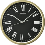 Seiko Black Dial Round Wall Clock QHA009G
