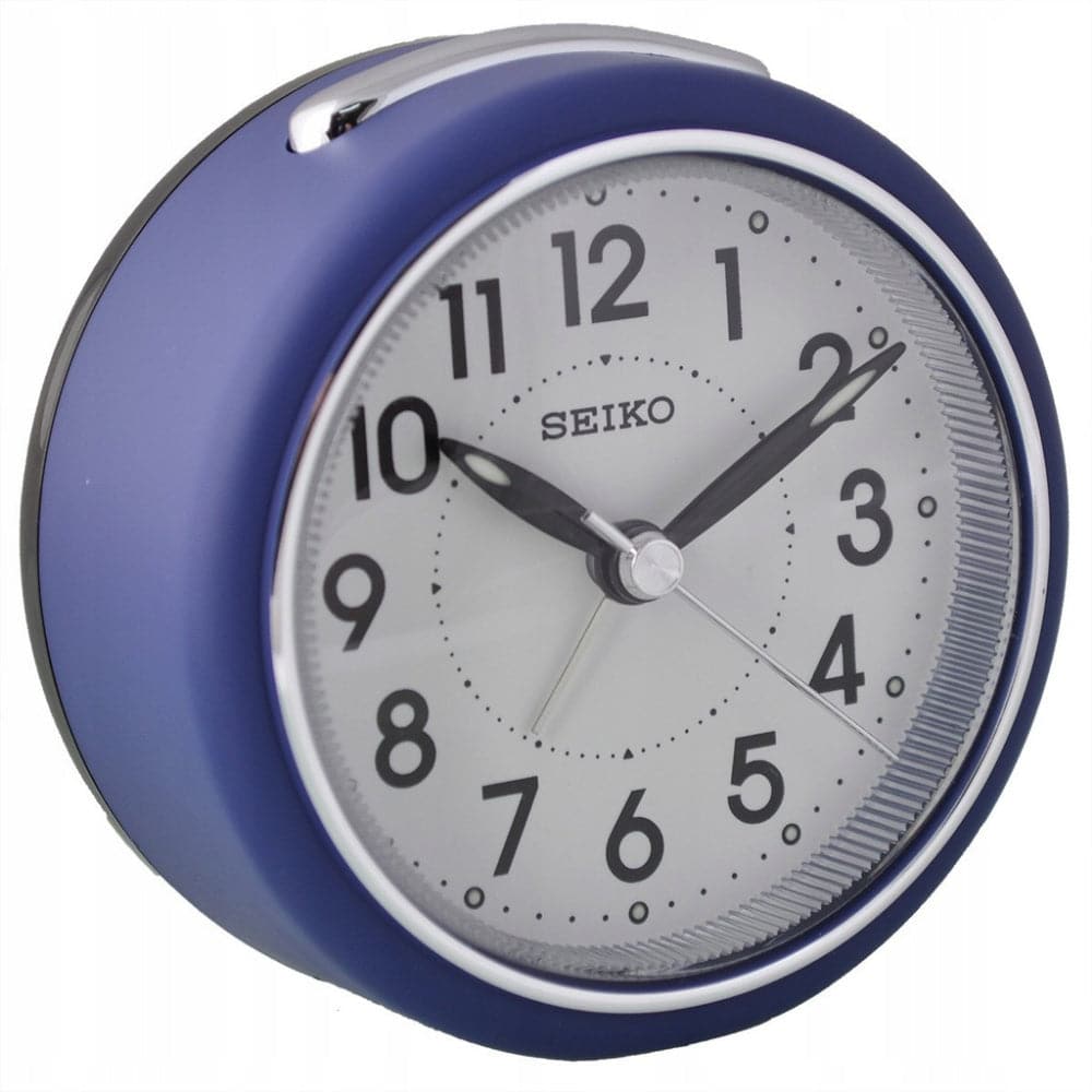 Seiko QHE125L Alarm Clock with Silent movement Blue H2 Hub