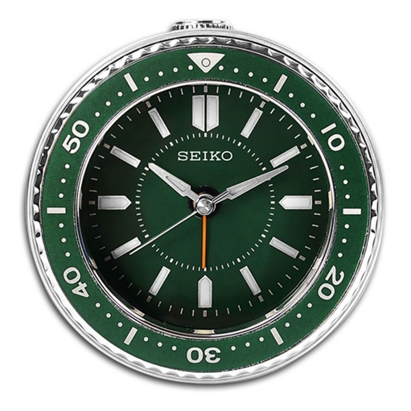 Seiko Clock Green Dial Alarm Clock QHE184M