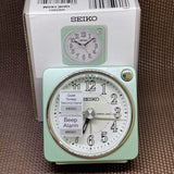 SEIKO QHE185M GREEN CASE WITH WHITE DIAL ALARM CLOCK