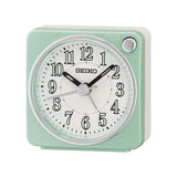 SEIKO QHE185M GREEN CASE WITH WHITE DIAL ALARM CLOCK